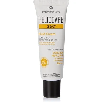 360 Liquid Cream Spf50   50ml Face Sunscreen Daily Uva UVB Visible Light and Infrared Light - Anti-Aging Sunscreen Protection for Dry and Normal Skin Types Moisturizing White ,Heliocare