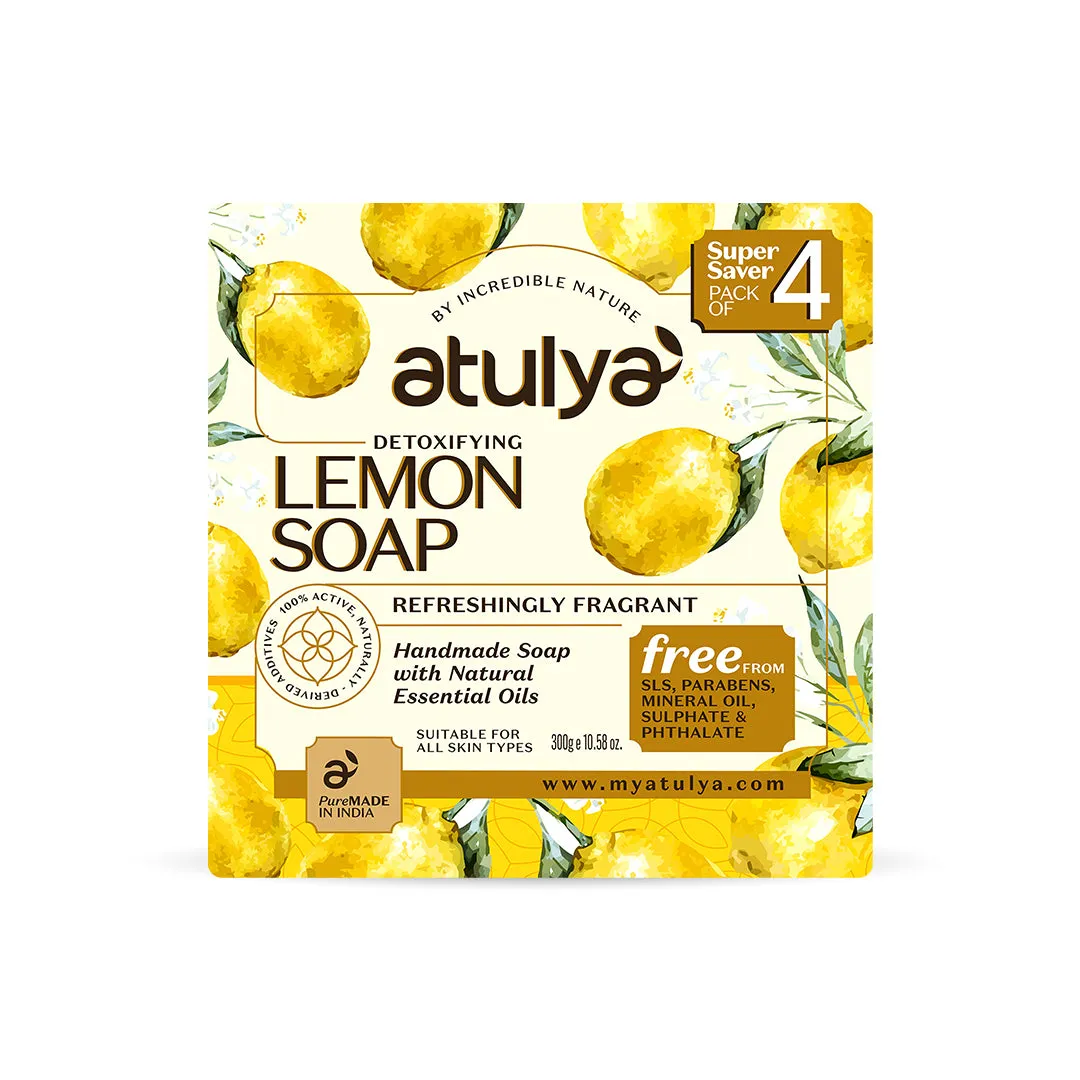 atulya Lemon Soap - 300gm (Pack of 4) (Buy 3 Products & Get Rs.300 Off)