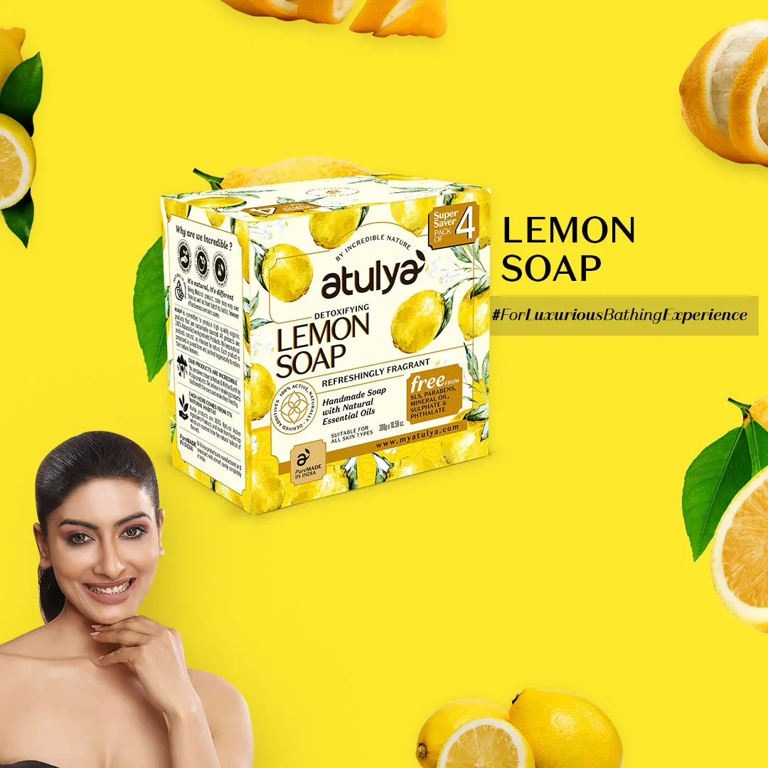 atulya Lemon Soap - 300gm (Pack of 4) (Buy 3 Products & Get Rs.300 Off)