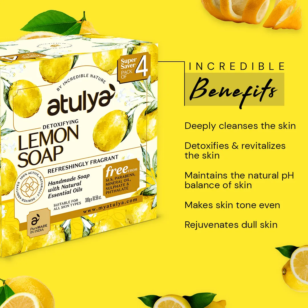 atulya Lemon Soap - 300gm (Pack of 4) (Buy 3 Products & Get Rs.300 Off)