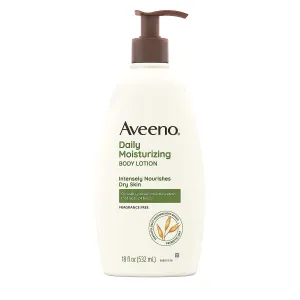 Aveeno Body Lotion for Daily Moisturizer, Dry Skin, Prebiotic Oat Fragrance Free, 18 Fl. Oz, Pack of 1