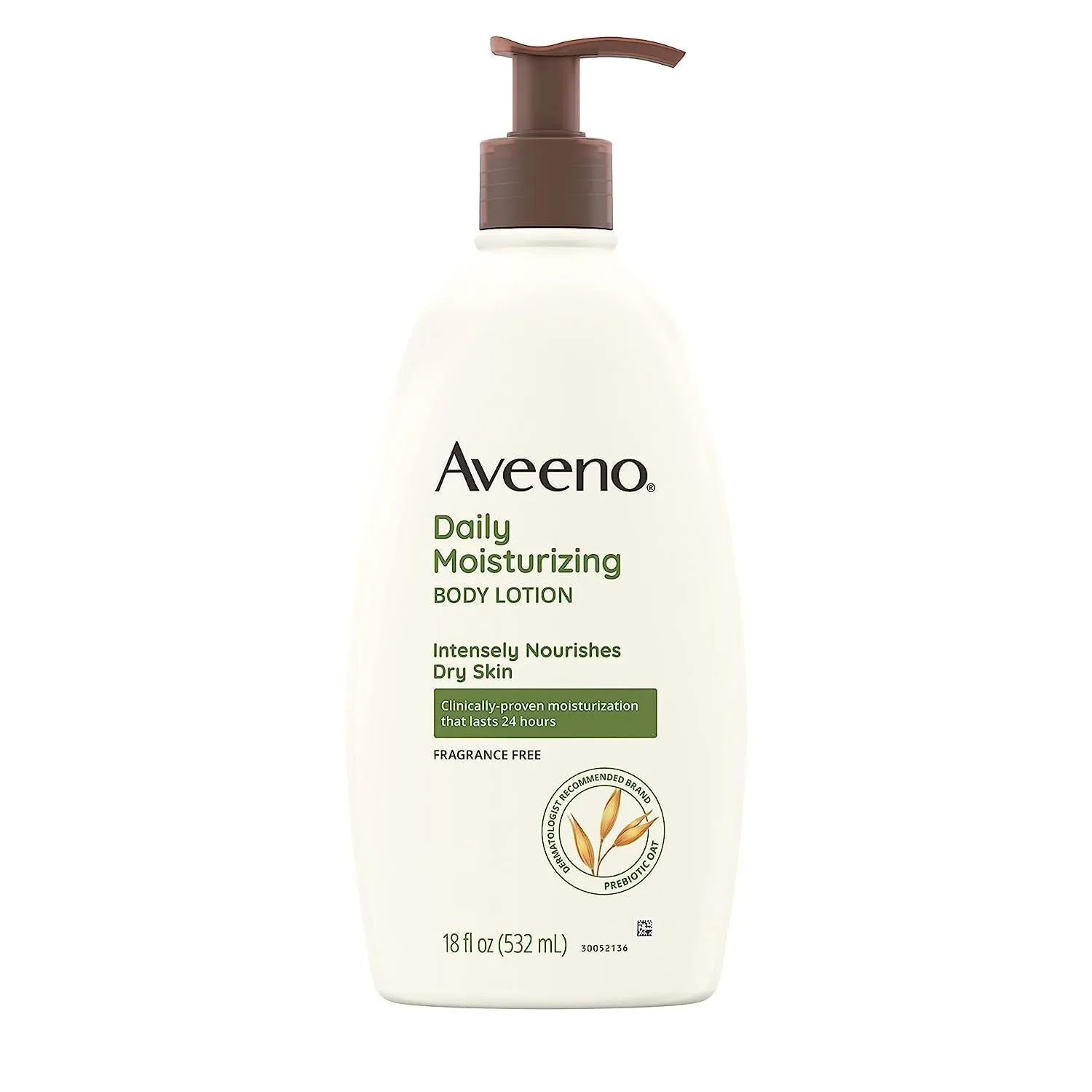 Aveeno Body Lotion for Daily Moisturizer, Dry Skin, Prebiotic Oat Fragrance Free, 18 Fl. Oz, Pack of 1