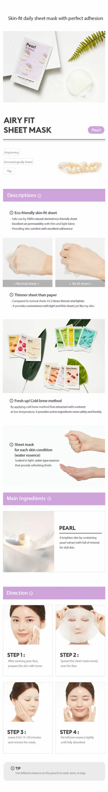 MISSHA Airy Fit Sheet Mask Pearl