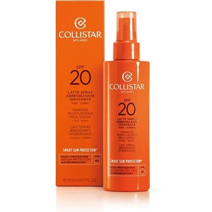 Moisturizing bronzing milk spray Spf20 for face and body 200ml, Collistar