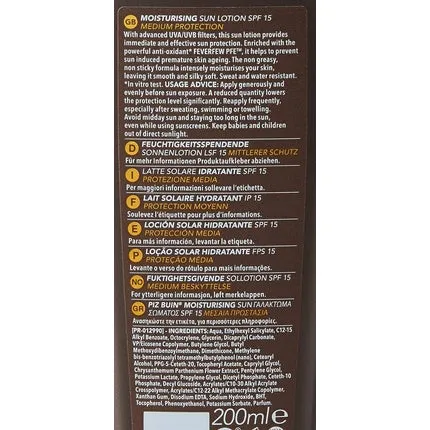 Moisturizing sunscreen lotion Spf15 200ml, Piz Buin