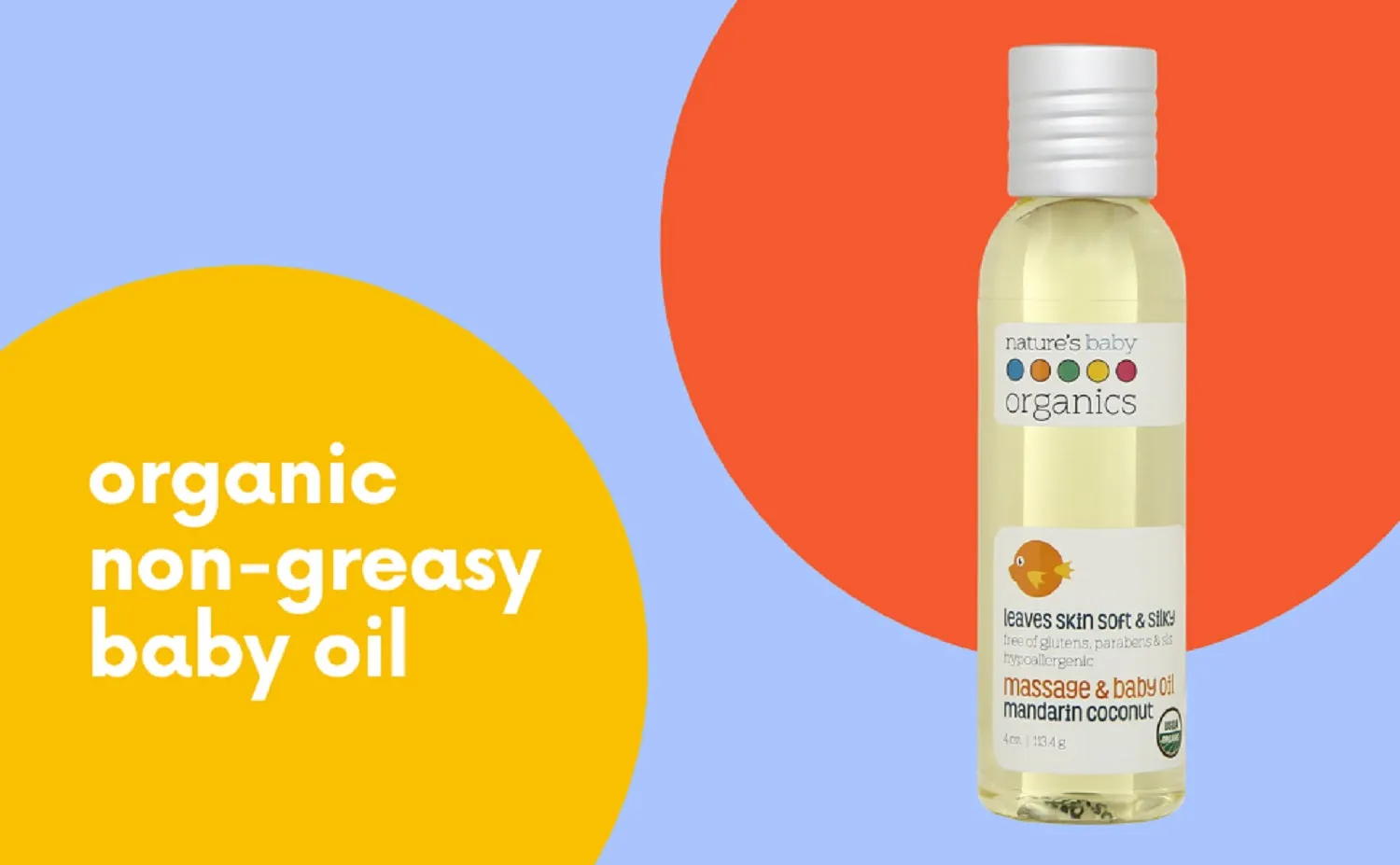 Organic Massage & Baby Oil Mandarin Coconut 4 oz